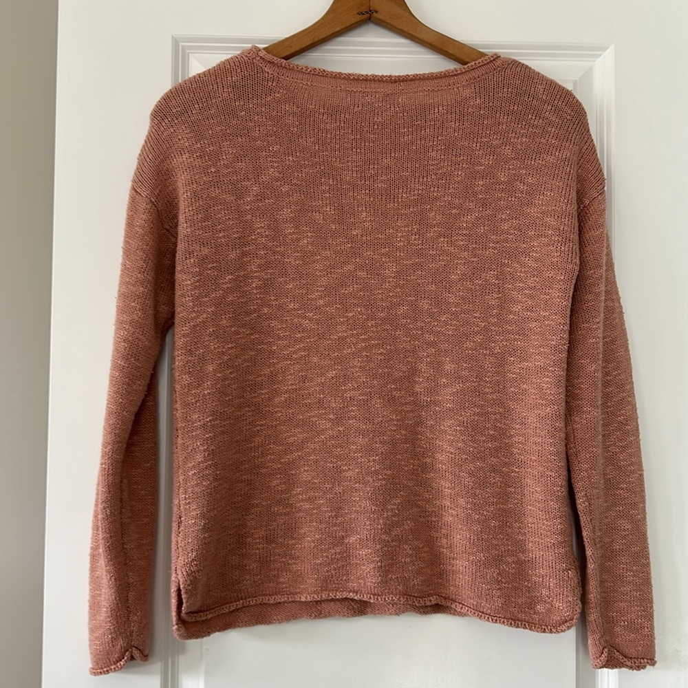 Marled Dusty Rose "BEACH" Loose-Knit Acrylic Sweater Sz Small w MEASUREMENTS! - Picture 10 of 12